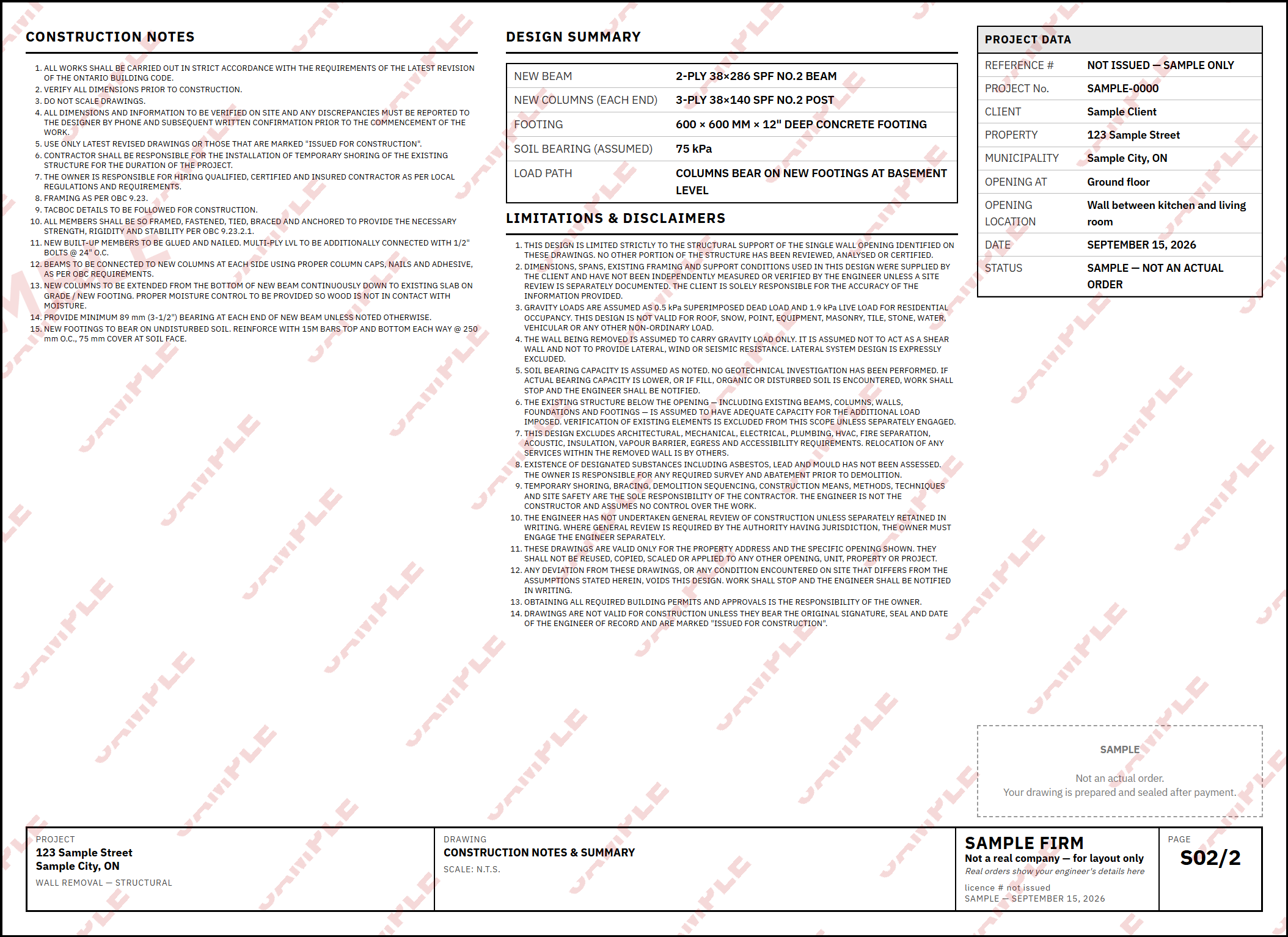 Sample drawing — sheet 2 of 2